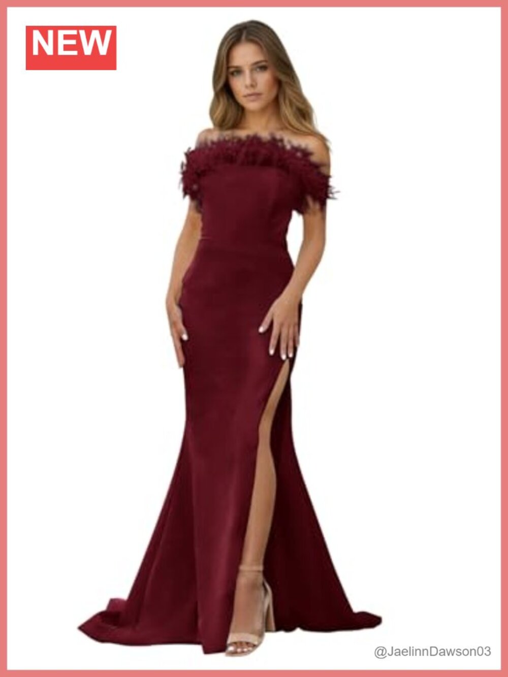 Satin Strapless Mermaid Prom Dress Feather Slit Train Formal Gown